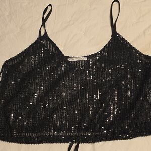 Zara Sparkling Black Sequin Camisole